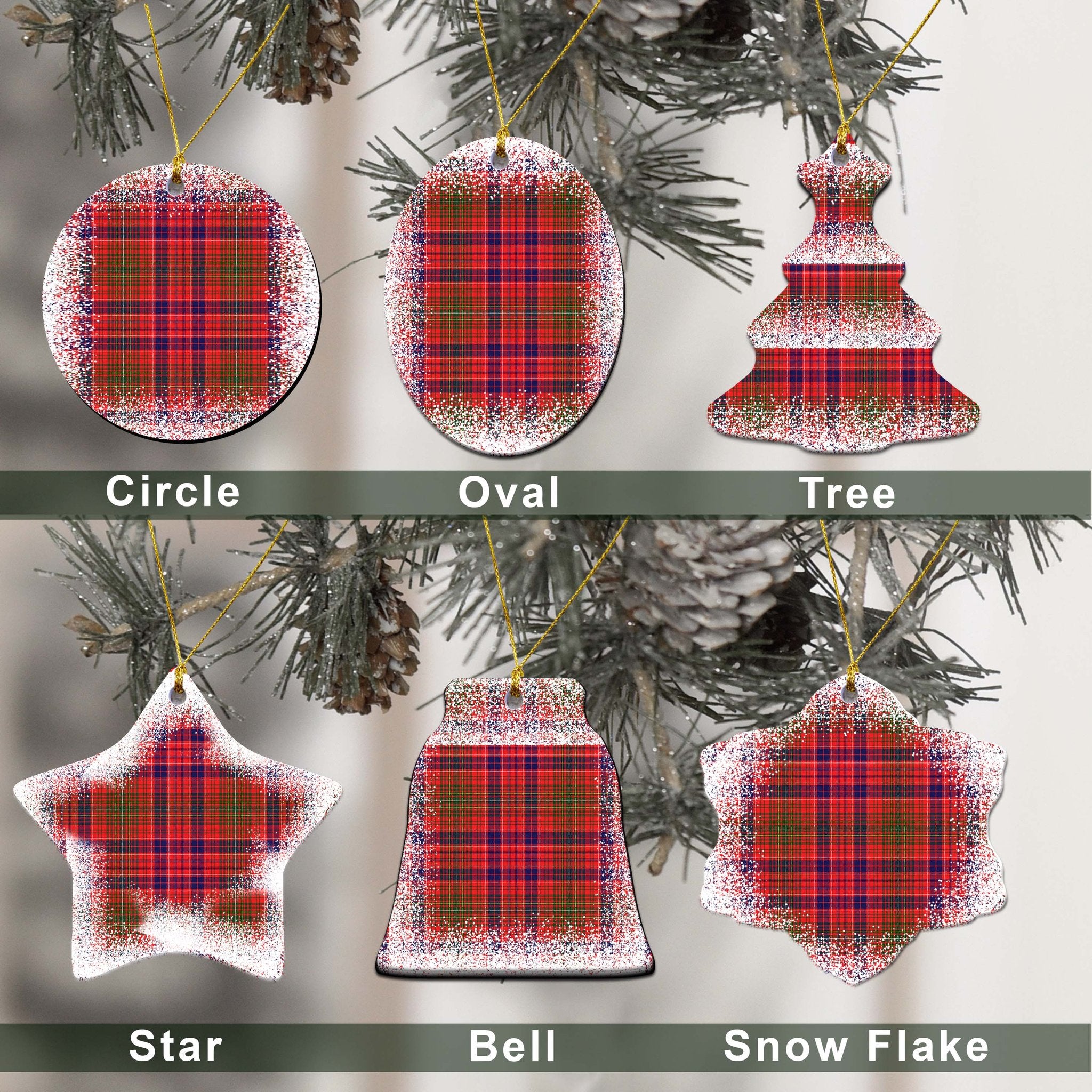 Lumsden Tartan Christmas Ceramic Ornament - Snow Style