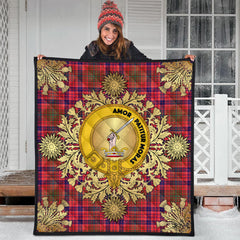 Lumsden Modern Tartan Crest Premium Quilt - Gold Thistle Style