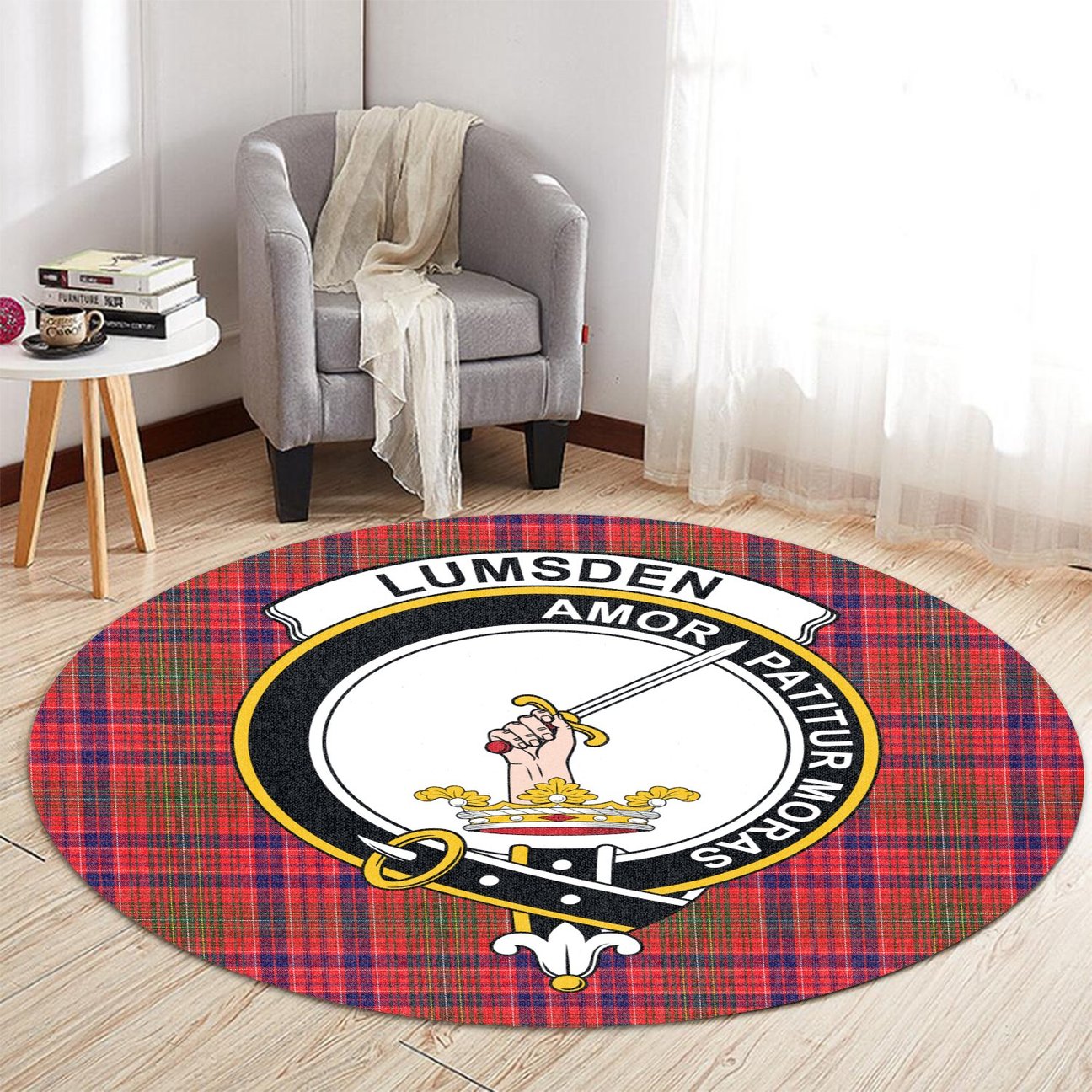 Lumsden Modern Tartan Crest Round Rug