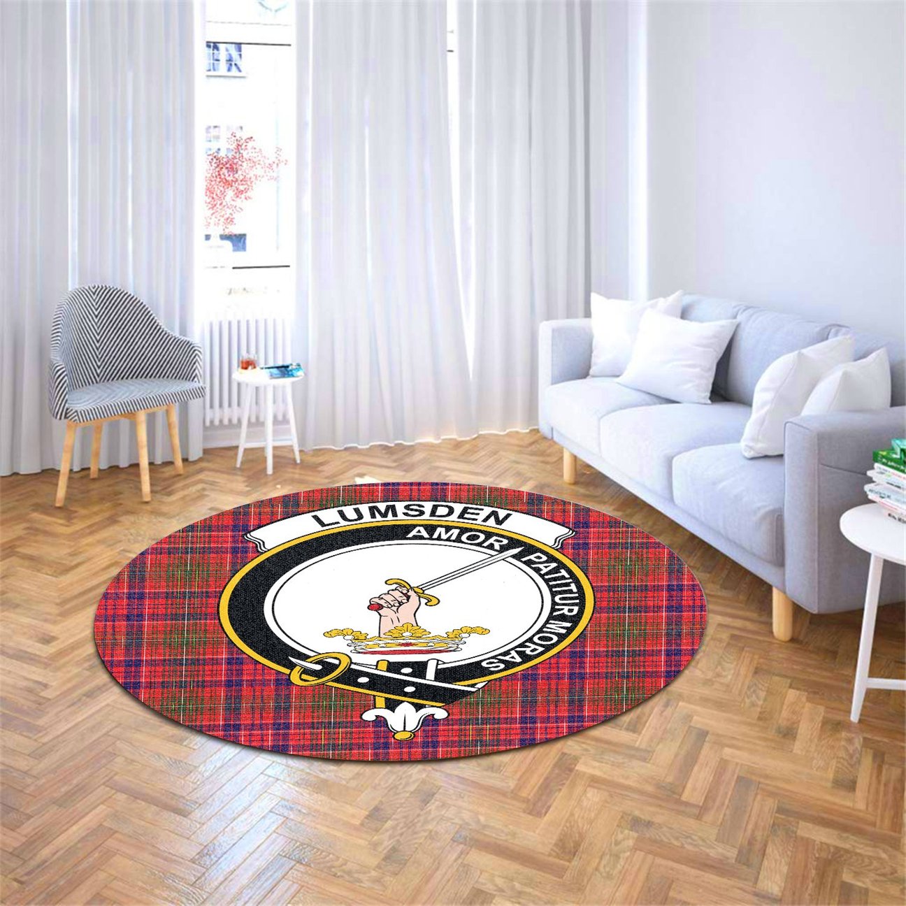 Lumsden Modern Tartan Crest Round Rug