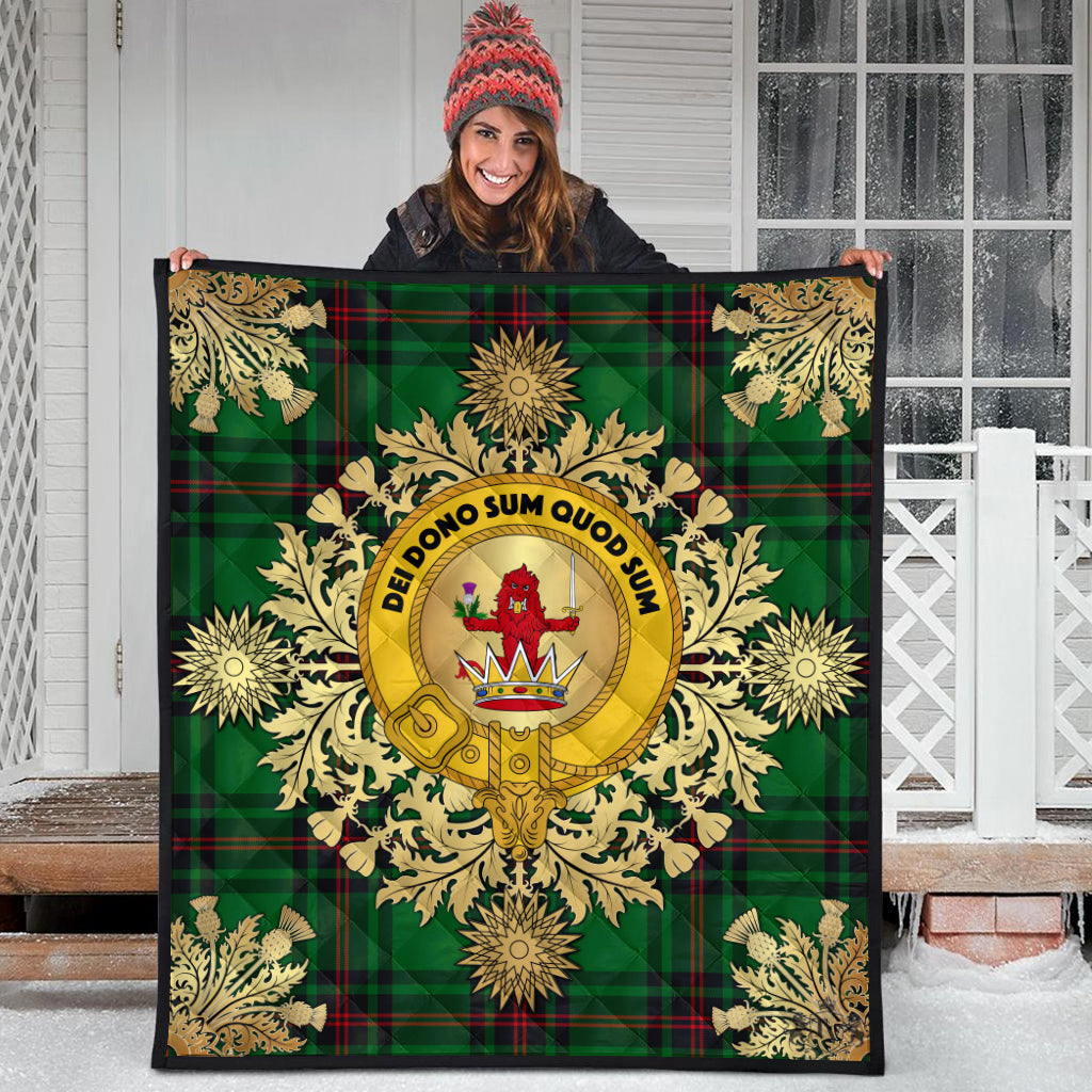 Lundin Tartan Crest Premium Quilt - Gold Thistle Style