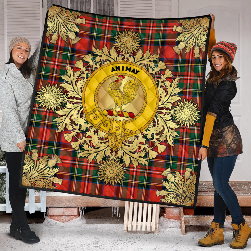 Lyle Tartan Crest Premium Quilt - Gold Thistle Style