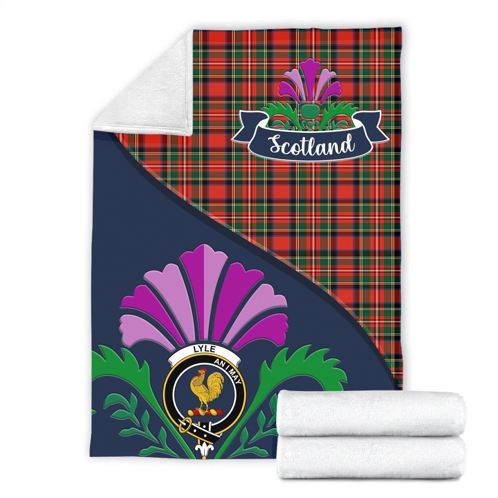 Lyle Tartan Crest Premium Blanket - Thistle Style