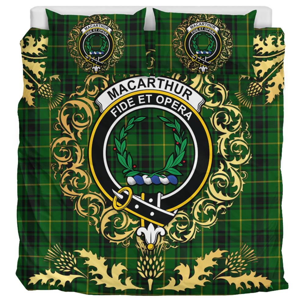 MacArthur Tartan Crest Bedding Set - Golden Thistle Style