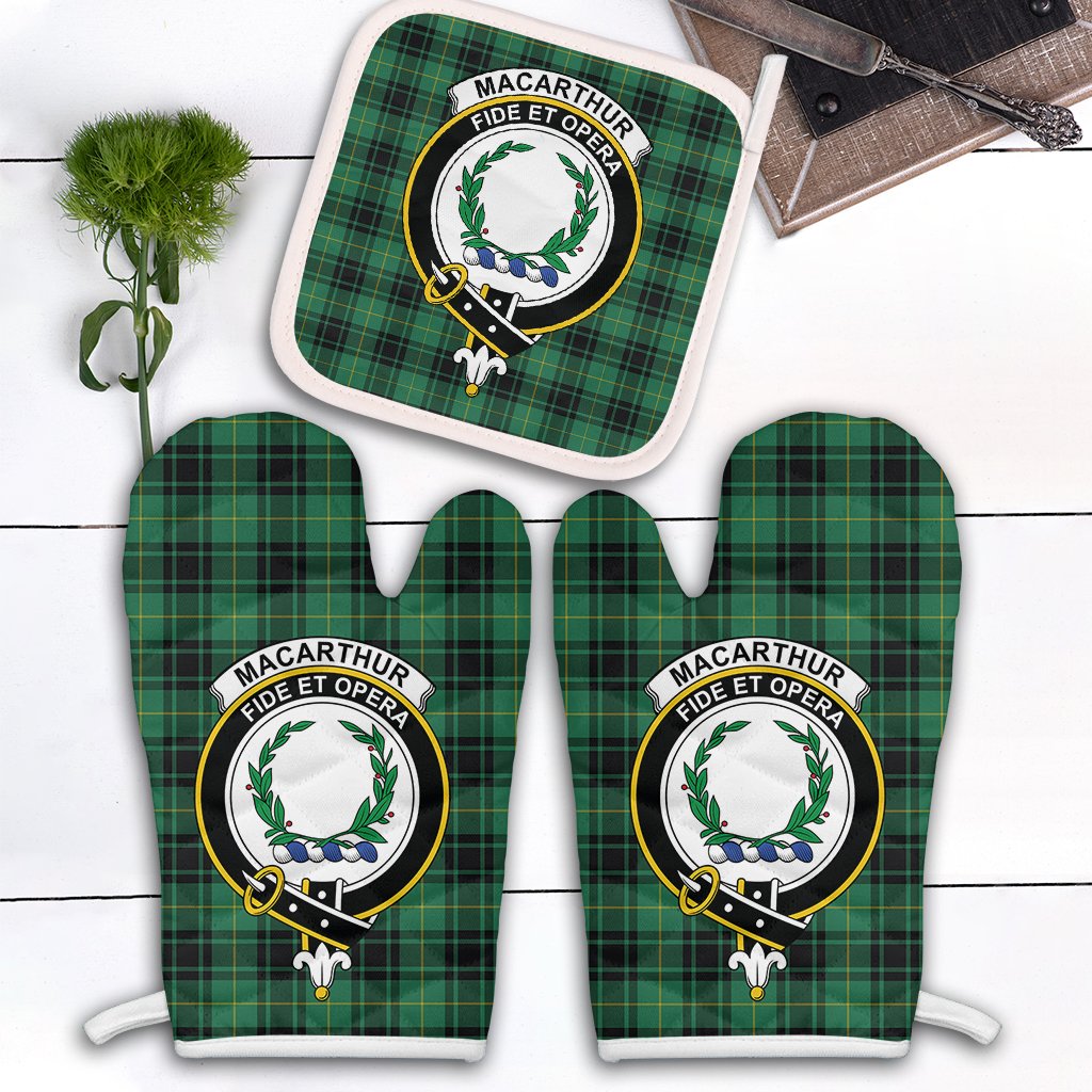 MacArthur Ancient Tartan Crest Oven Mitt And Pot Holder (2 Oven Mitts + 1 Pot Holder)