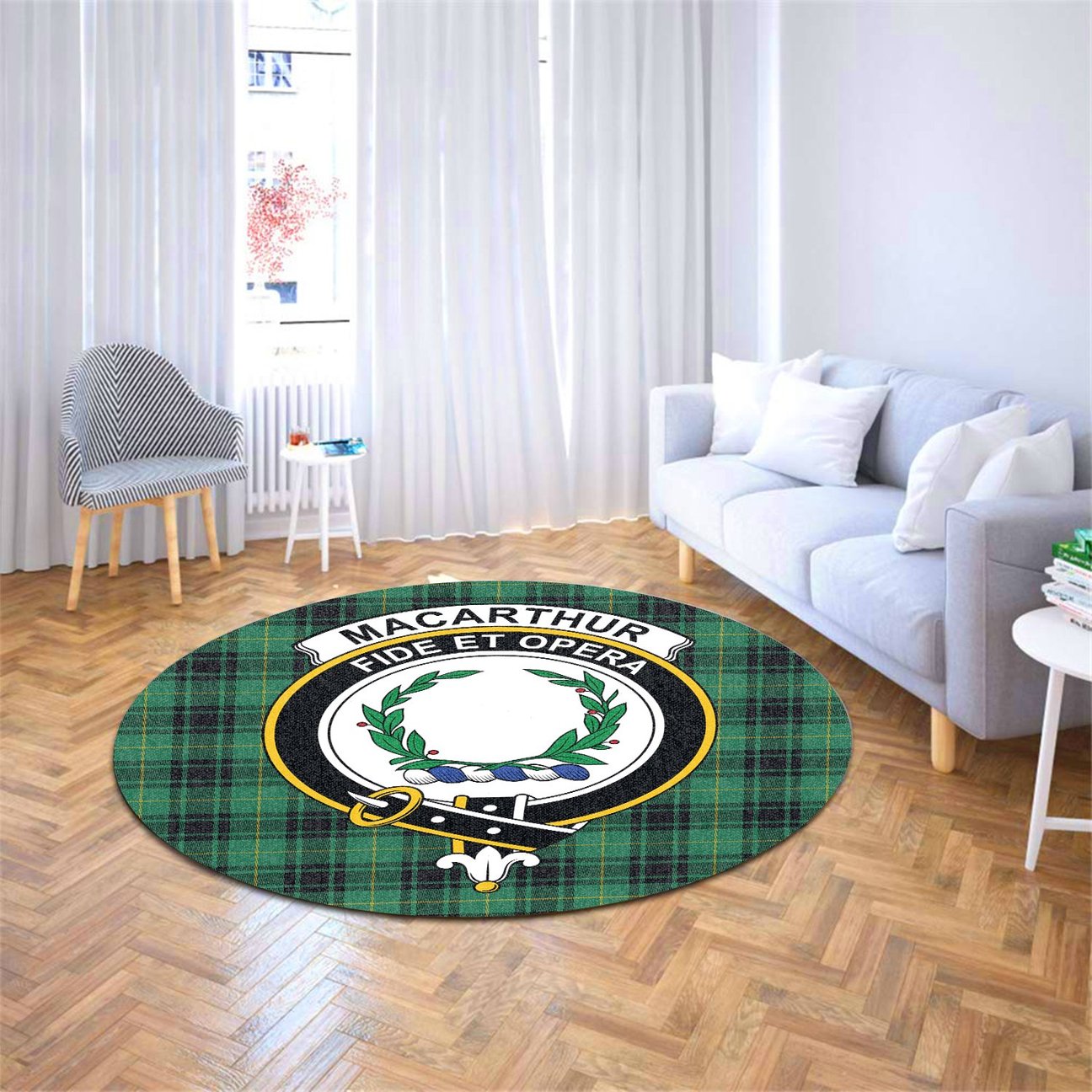 MacArthur Ancient Tartan Crest Round Rug