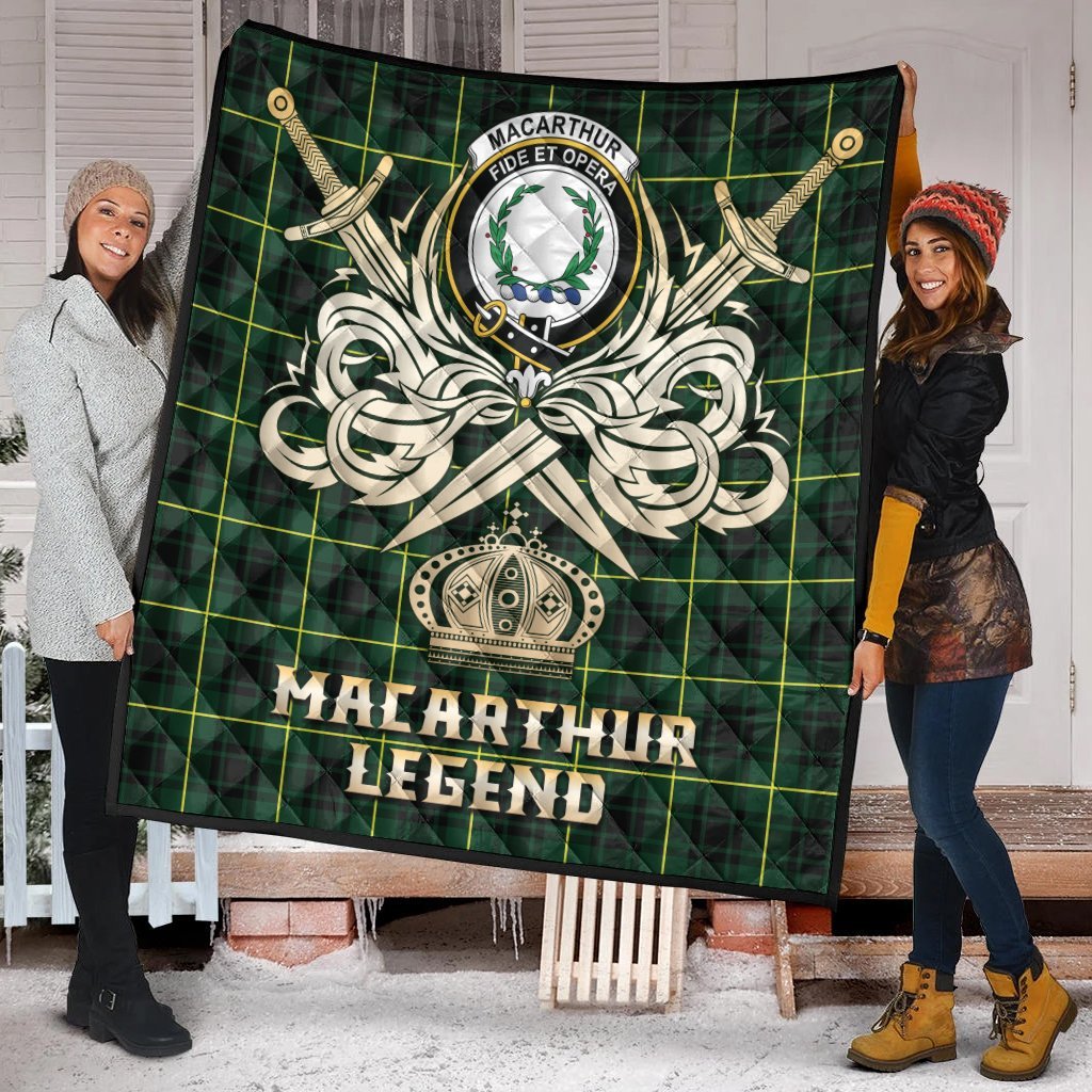 MacArthur Modern Tartan Crest Legend Gold Royal Premium Quilt