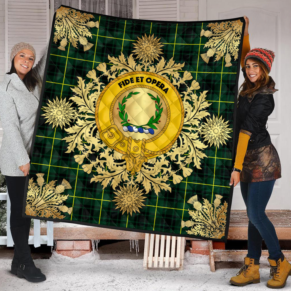 MacArthur Modern Tartan Crest Premium Quilt - Gold Thistle Style