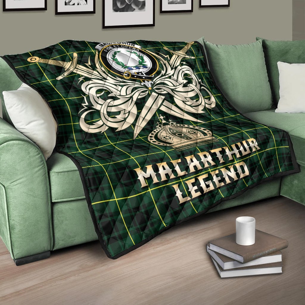 MacArthur Modern Tartan Crest Legend Gold Royal Premium Quilt