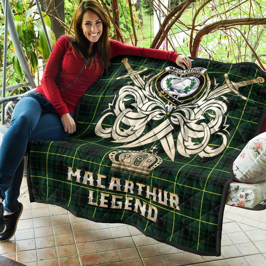 MacArthur Modern Tartan Crest Legend Gold Royal Premium Quilt