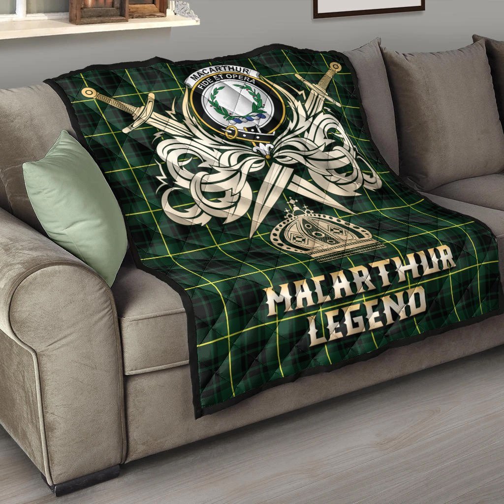 MacArthur Modern Tartan Crest Legend Gold Royal Premium Quilt