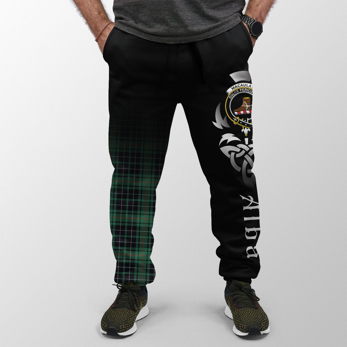 MacAulay Hunting Ancient Tartan Crest Jogger Sweatpants - Alba Celtic Style