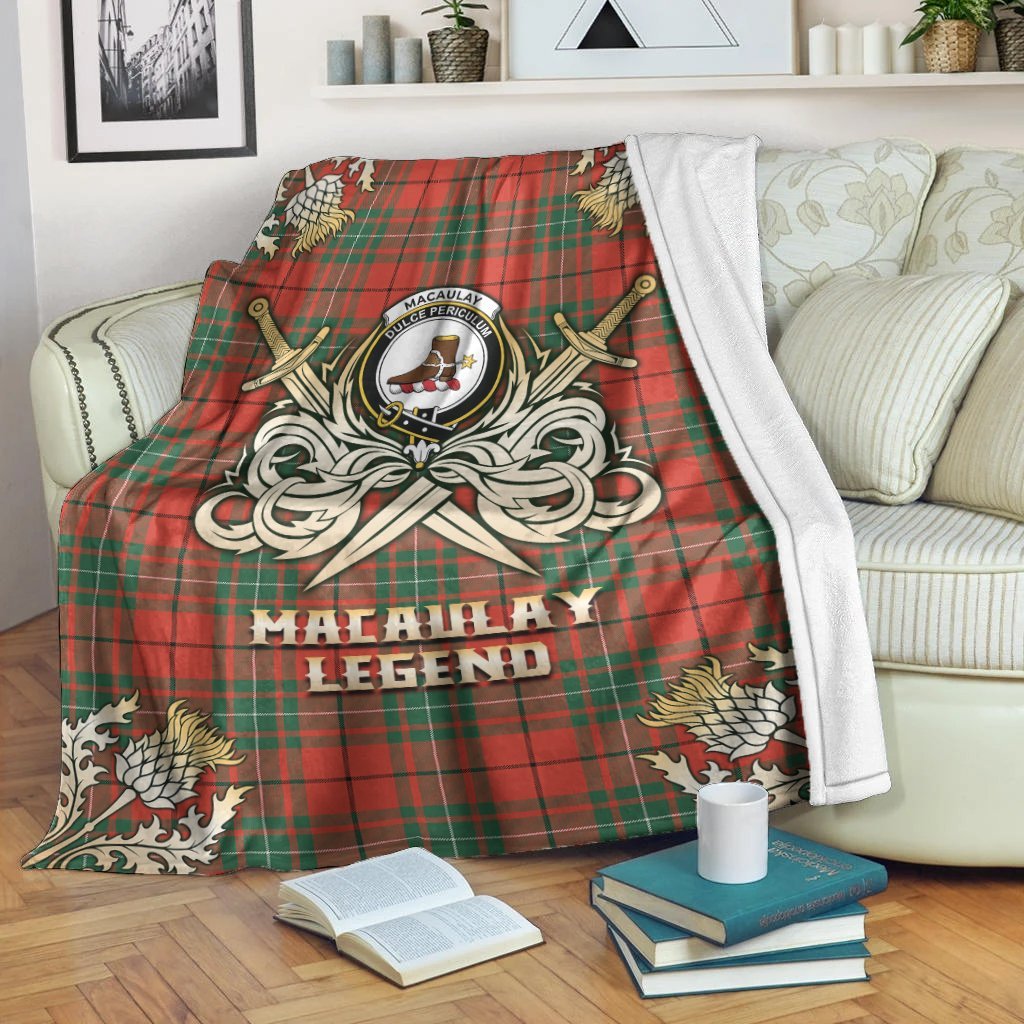 MacAulay Ancient Tartan Gold Courage Symbol Blanket