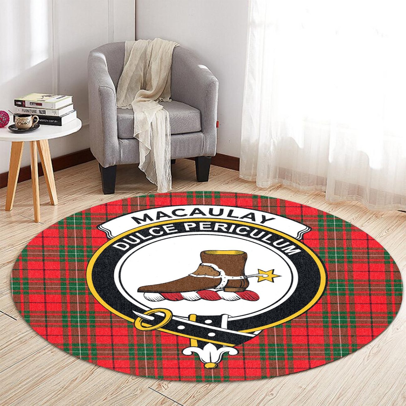 MacAulay Modern Tartan Crest Round Rug