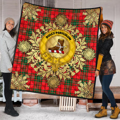 MacAulay Modern Tartan Crest Premium Quilt - Gold Thistle Style