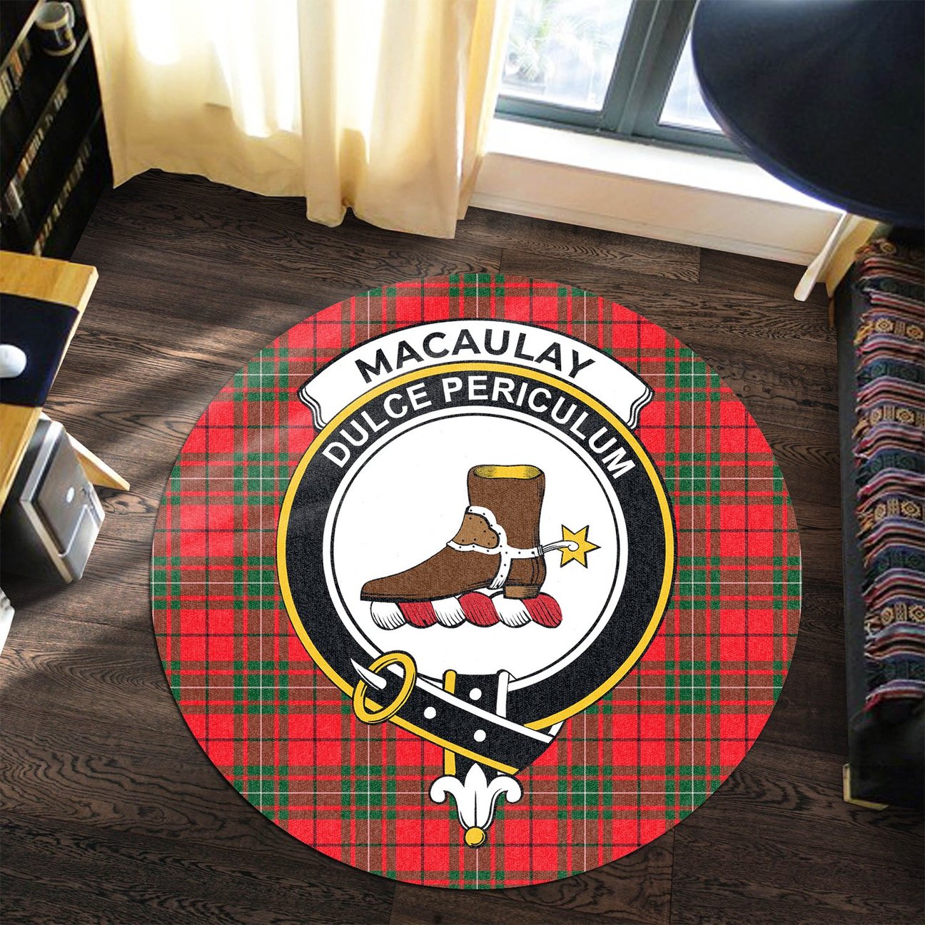 MacAulay Modern Tartan Crest Round Rug