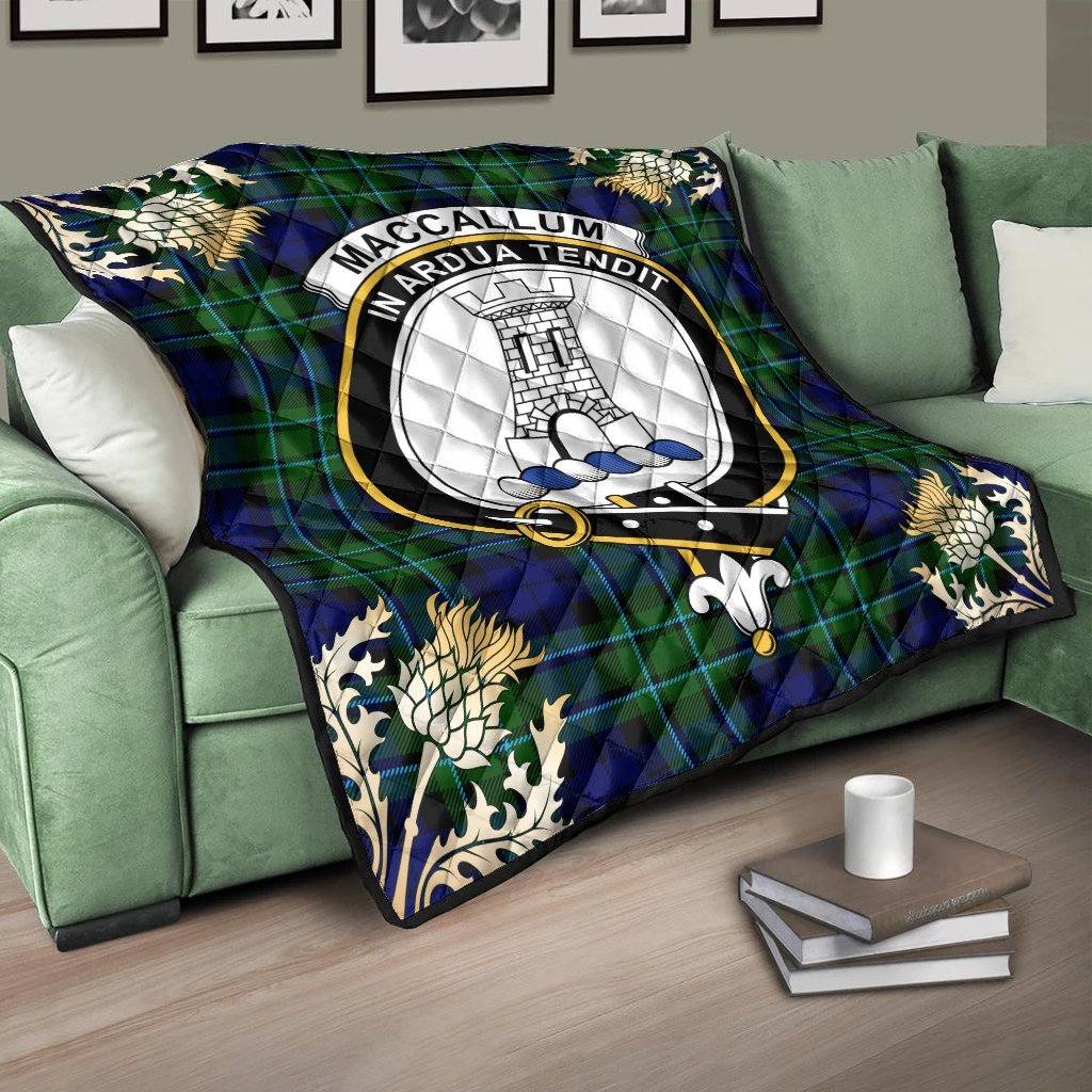 MacCallum Modern Tartan Crest Premium Quilt - Gold Thistle Style