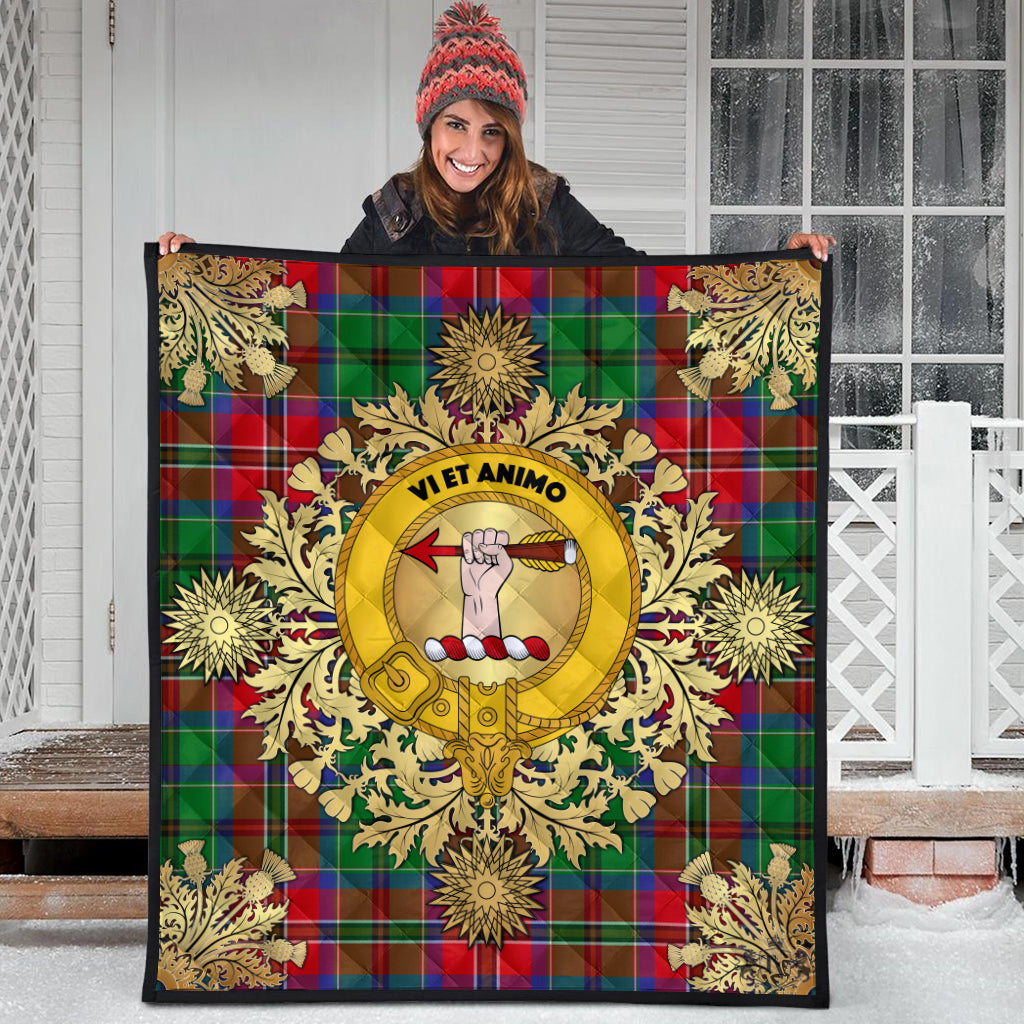 MacCulloch Tartan Crest Premium Quilt - Gold Thistle Style