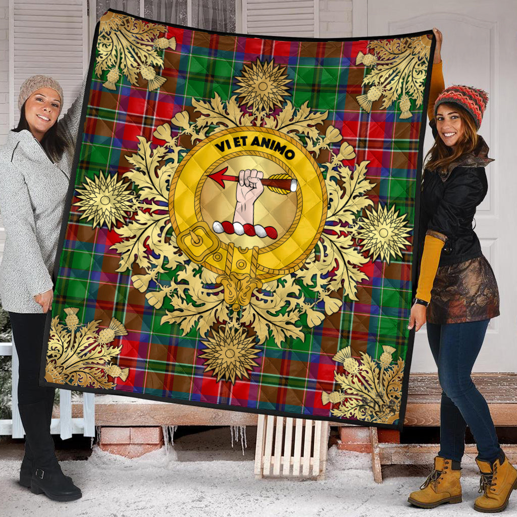 MacCulloch Tartan Crest Premium Quilt - Gold Thistle Style