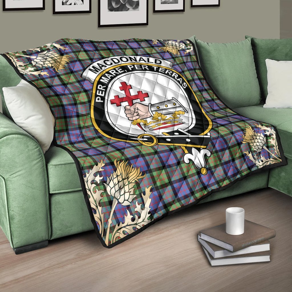 MacDonald Ancient Tartan Crest Premium Quilt - Gold Thistle Style