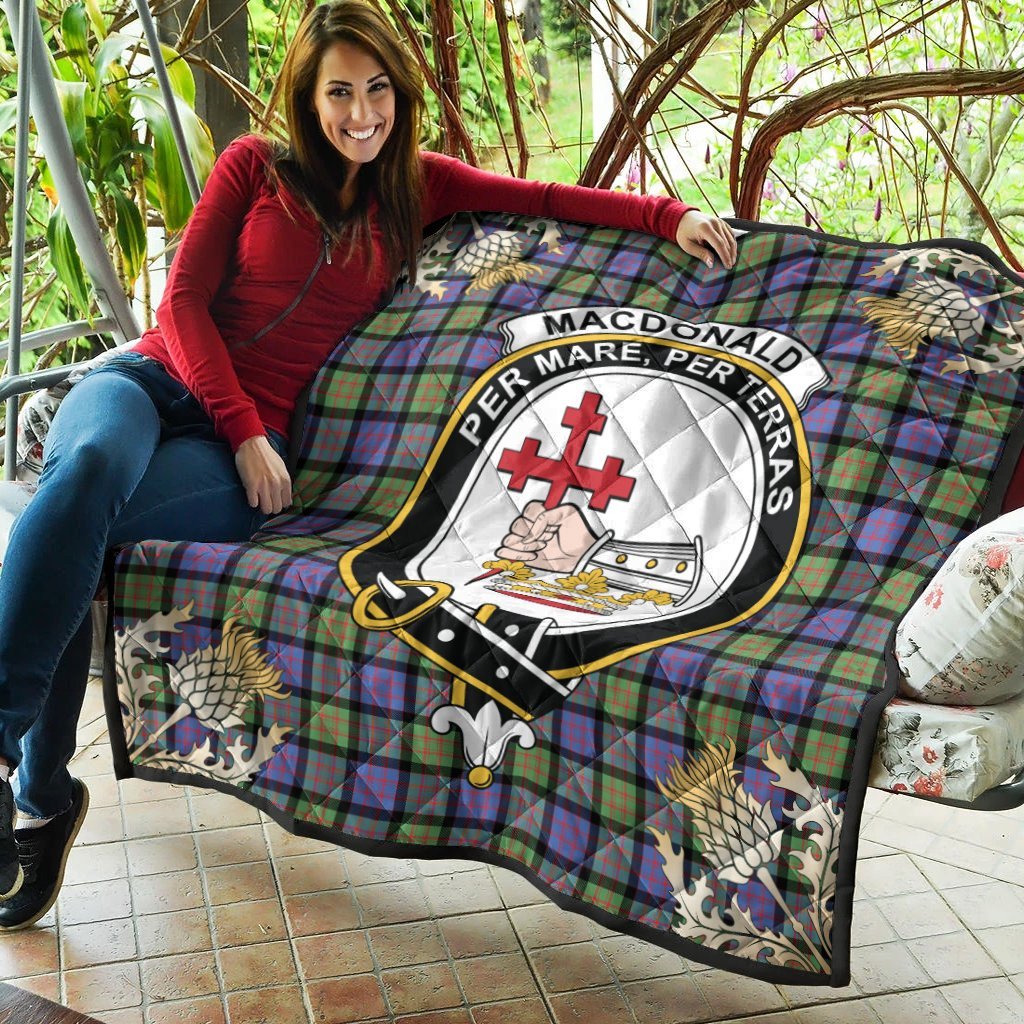 MacDonald Ancient Tartan Crest Premium Quilt - Gold Thistle Style