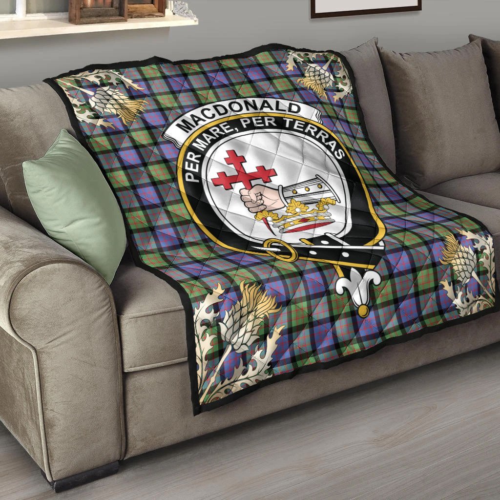 MacDonald Ancient Tartan Crest Premium Quilt - Gold Thistle Style