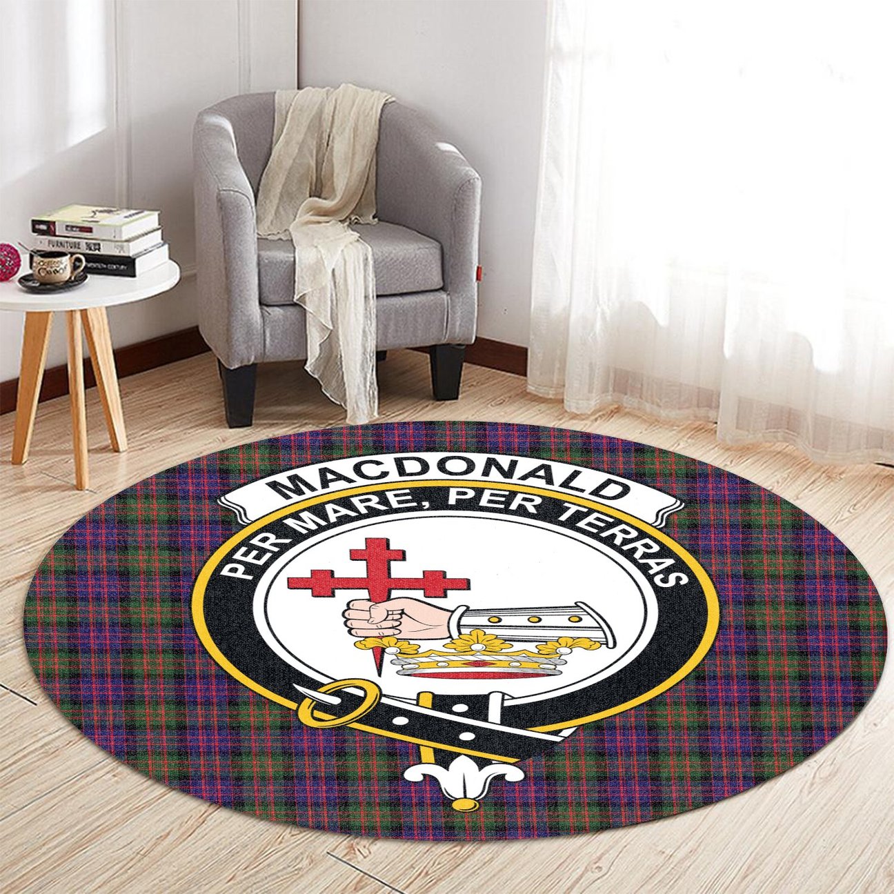 MacDonald Modern Tartan Crest Round Rug