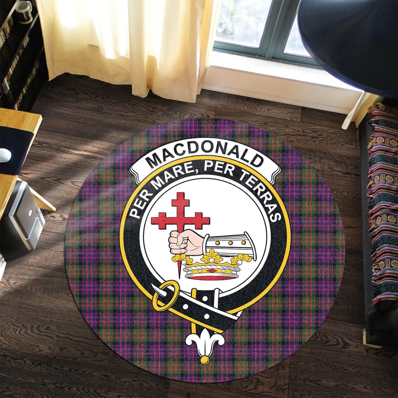 MacDonald Modern Tartan Crest Round Rug