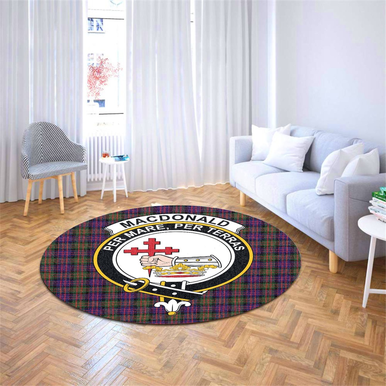 MacDonald Modern Tartan Crest Round Rug