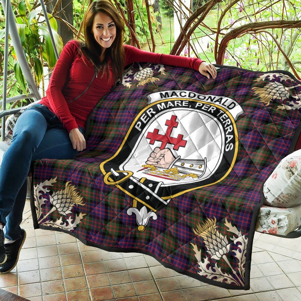 MacDonald Modern Tartan Crest Premium Quilt - Gold Thistle Style