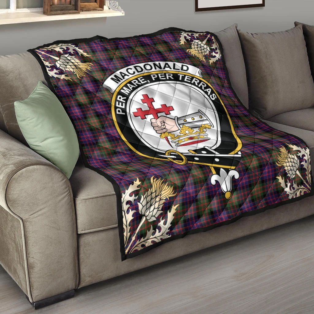 MacDonald Modern Tartan Crest Premium Quilt - Gold Thistle Style