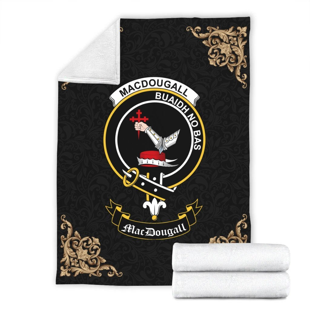 MacDougall Crest Tartan Premium Blanket Black