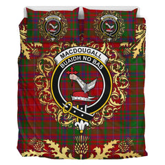 MacDougall Tartan Crest Bedding Set - Golden Thistle Style