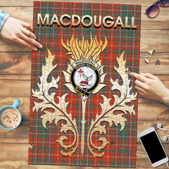 MacDougall Ancient Tartan Crest Thistle Jigsaw Puzzles