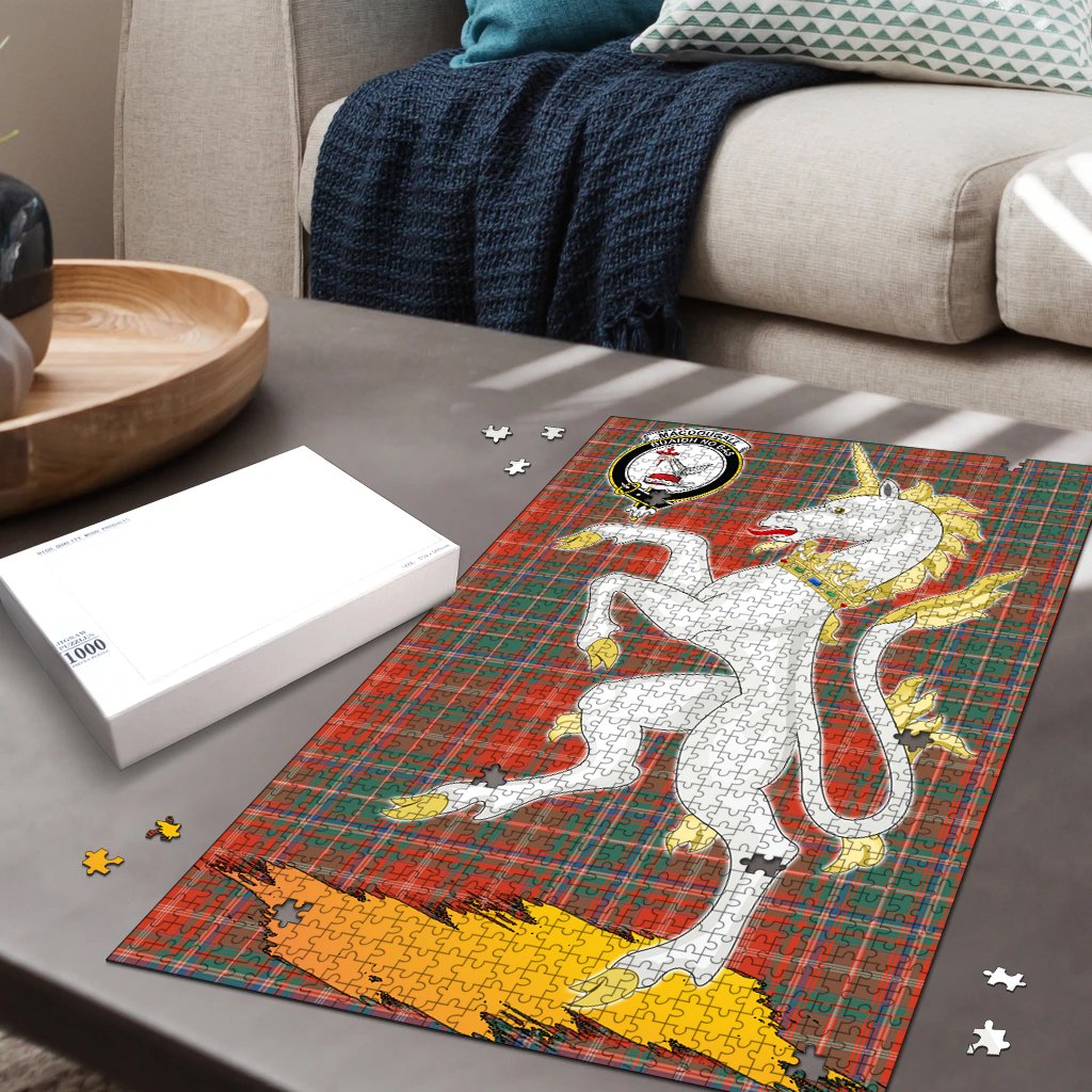 MacDougall Ancient Tartan Crest Unicorn Scotland Jigsaw Puzzles