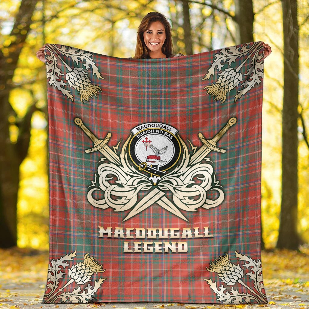 MacDougall Ancient Tartan Gold Courage Symbol Blanket