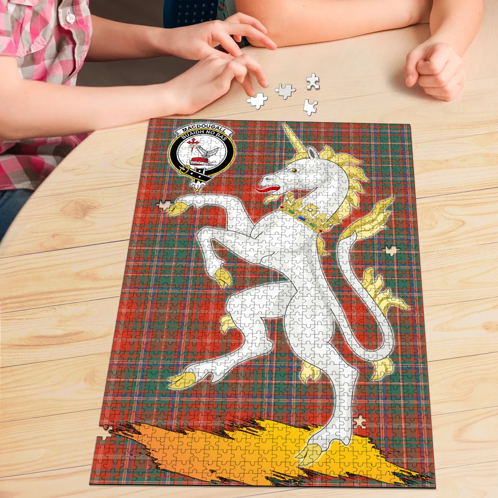 MacDougall Ancient Tartan Crest Unicorn Scotland Jigsaw Puzzles