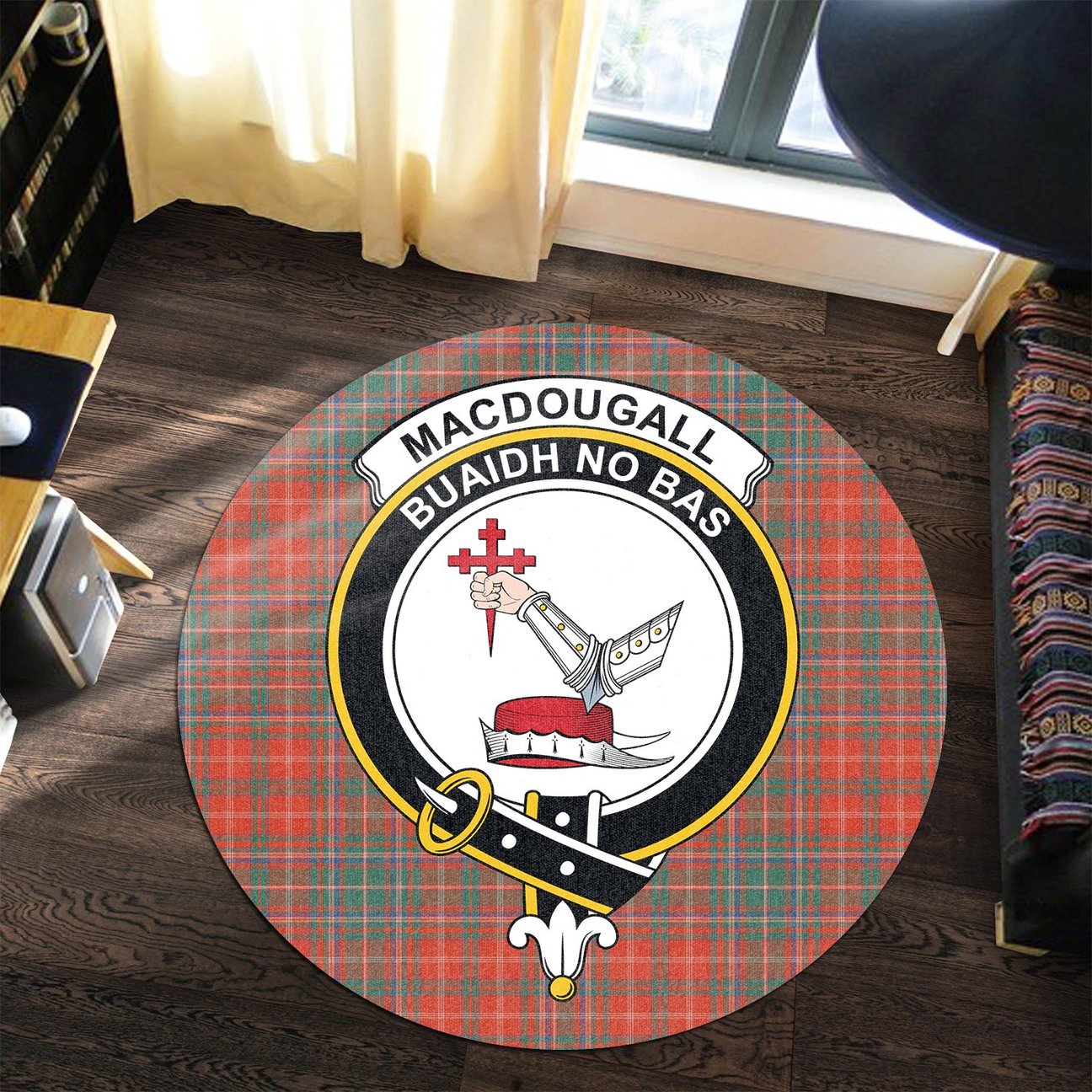 MacDougall Ancient Tartan Crest Round Rug