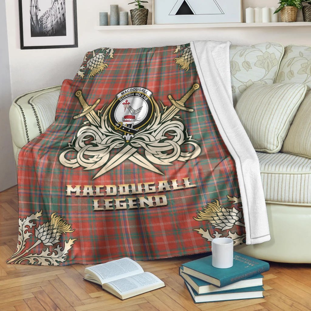 MacDougall Ancient Tartan Gold Courage Symbol Blanket