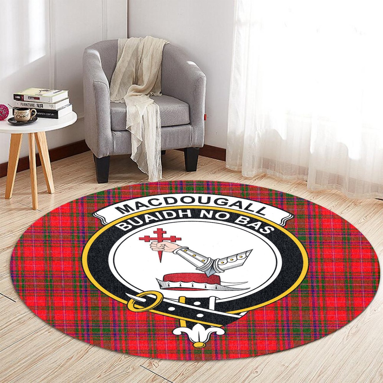 MacDougall Modern Tartan Crest Round Rug