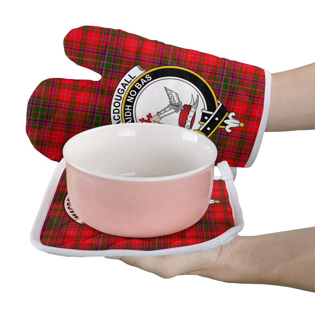 MacDougall Modern Tartan Crest Oven Mitt And Pot Holder (2 Oven Mitts + 1 Pot Holder)