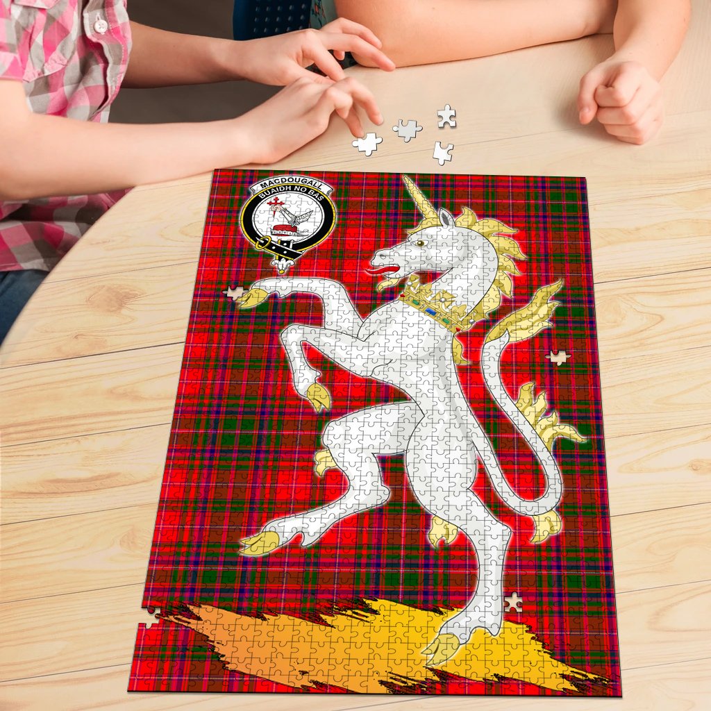 MacDougall Modern Tartan Crest Unicorn Scotland Jigsaw Puzzles