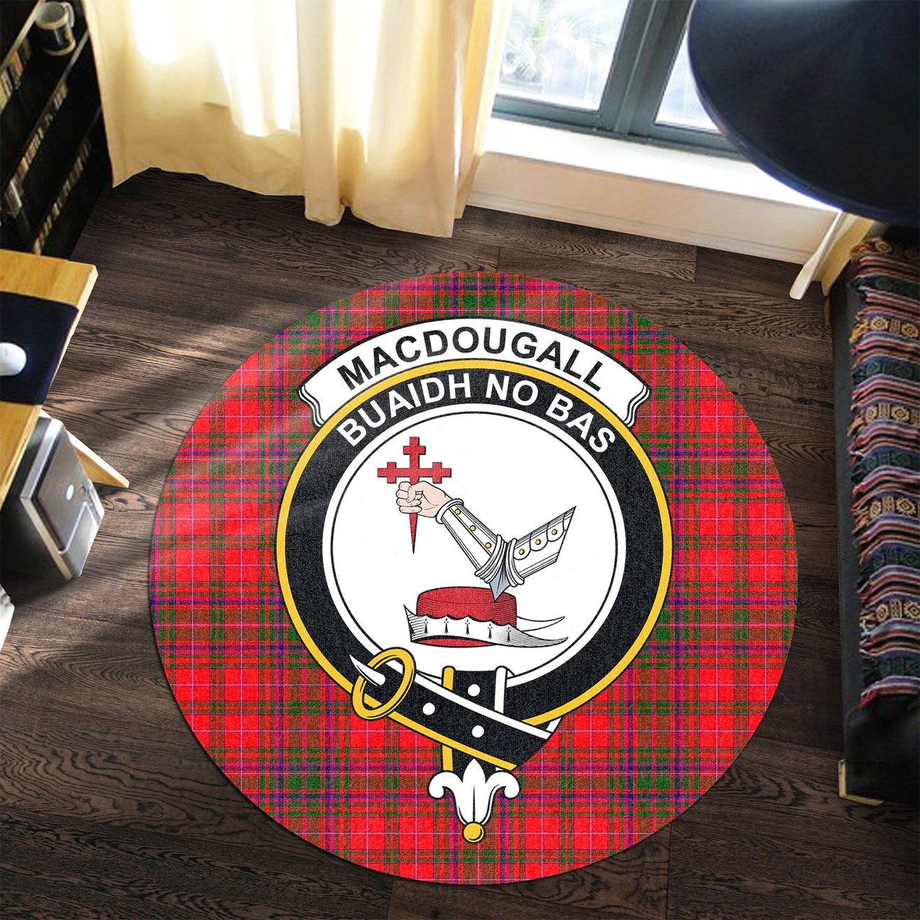 MacDougall Modern Tartan Crest Round Rug