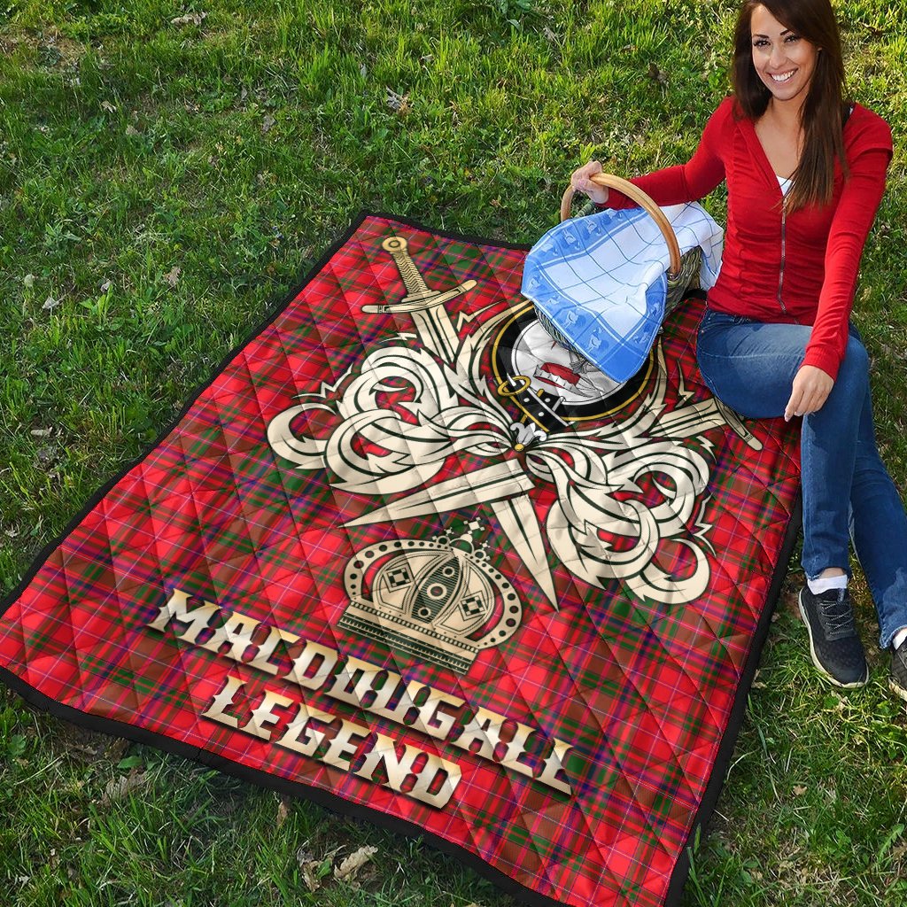 MacDougall Modern Tartan Crest Legend Gold Royal Premium Quilt