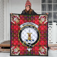 MacDowall Tartan Crest Premium Quilt - Gold Thistle Style