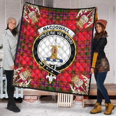 MacDowall Tartan Crest Premium Quilt - Gold Thistle Style