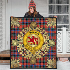 MacDuff Ancient Tartan Crest Premium Quilt - Gold Thistle Style