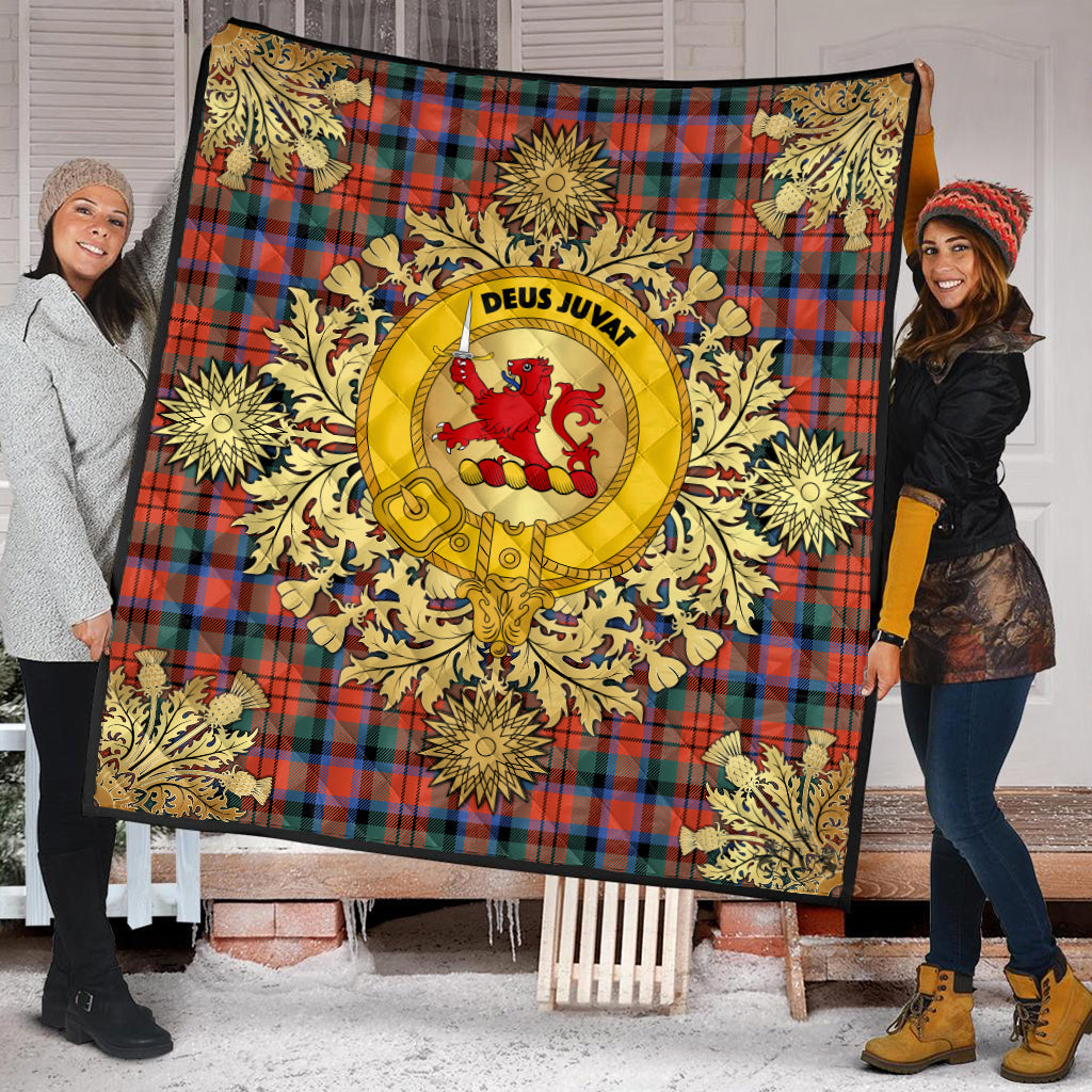 MacDuff Ancient Tartan Crest Premium Quilt - Gold Thistle Style