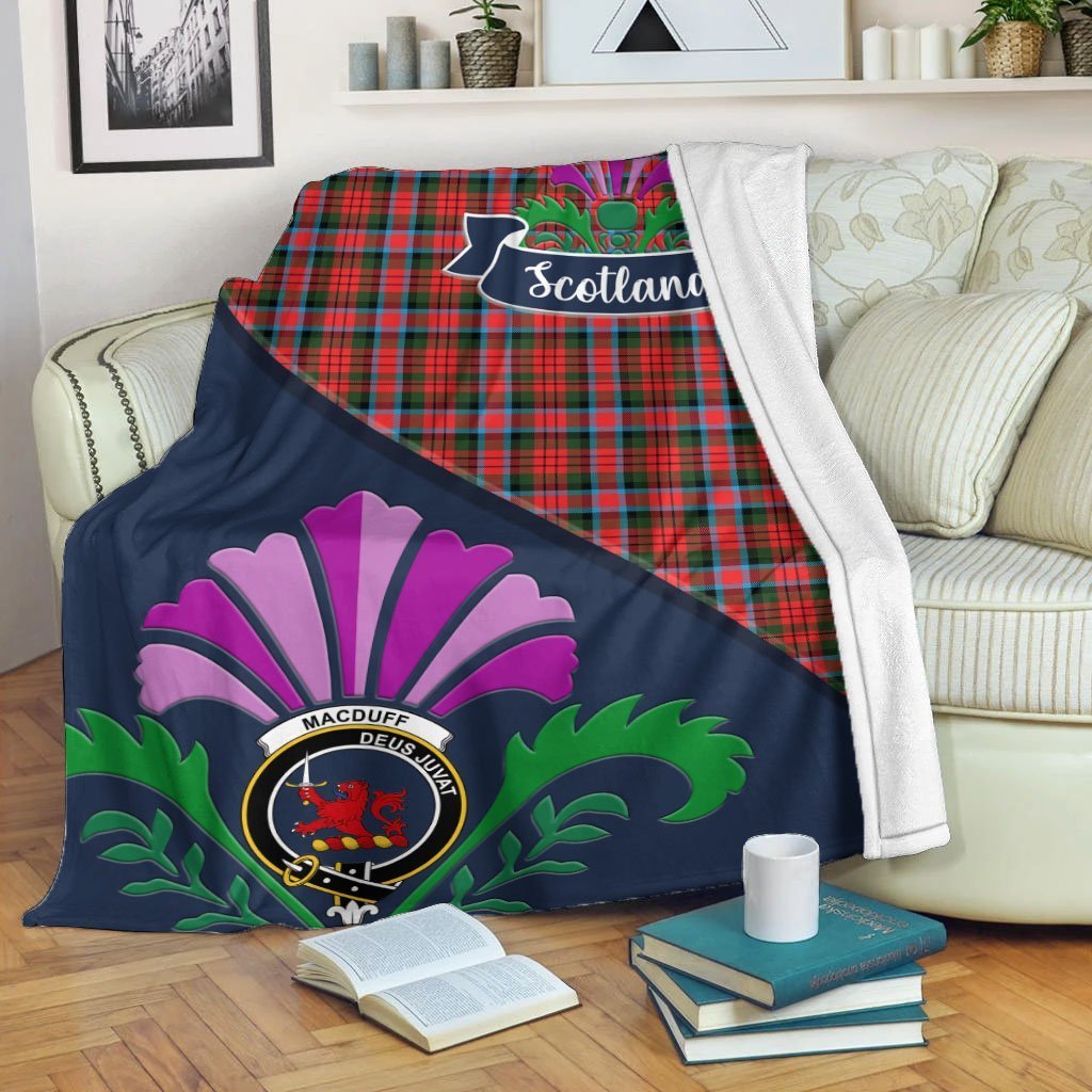 MacDuff Tartan Crest Premium Blanket - Thistle Style