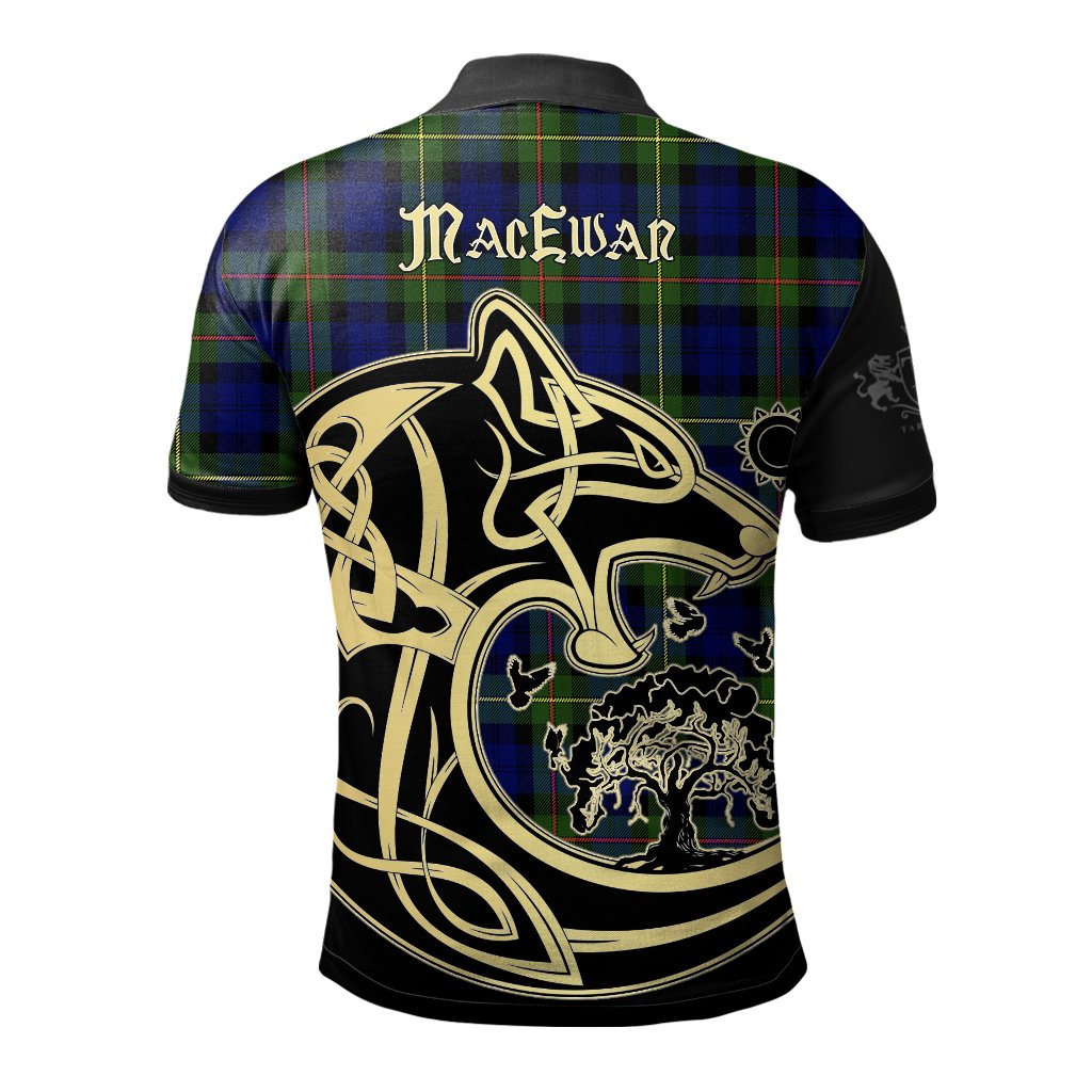 MacEwan Tartan Polo Shirt Viking Wolf